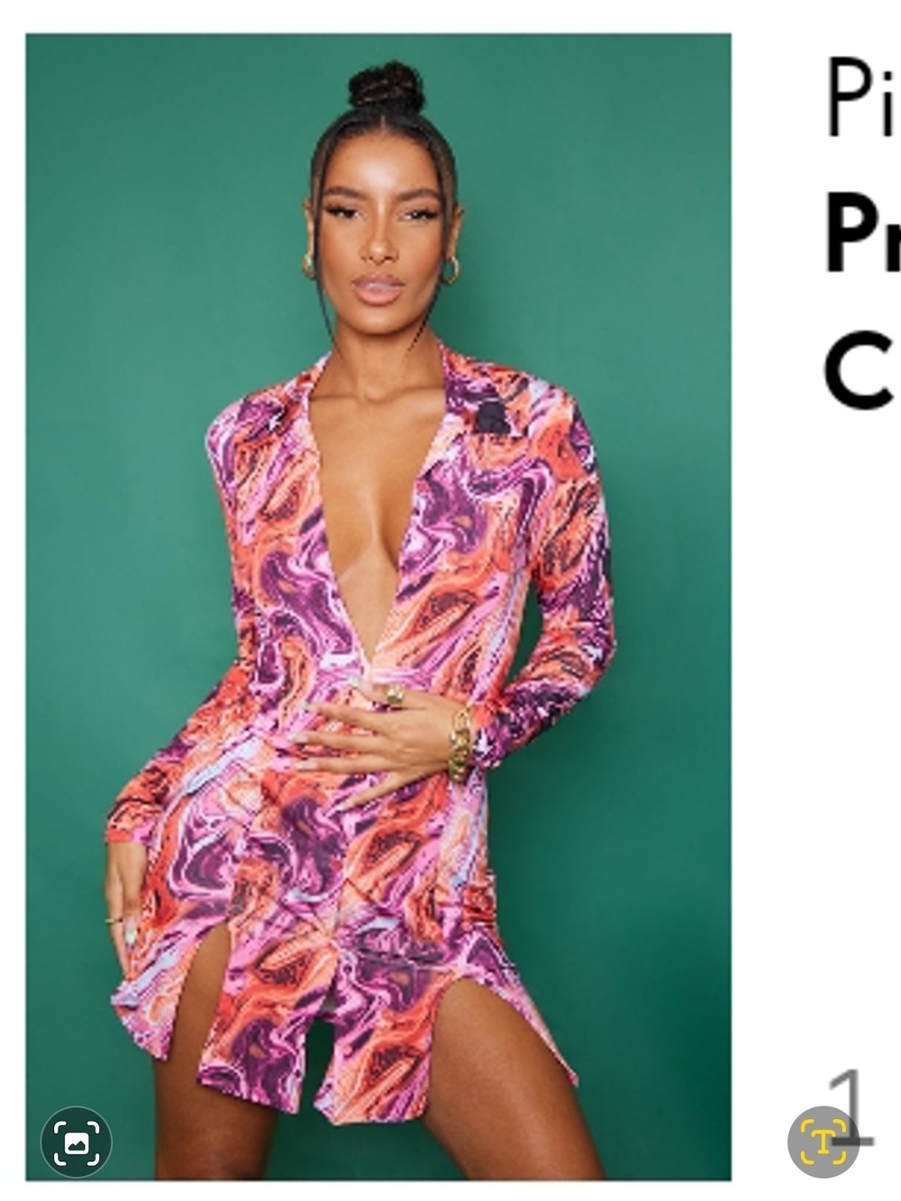 PrettyLittleThing Pink & Orange Marble Print Mini Dress